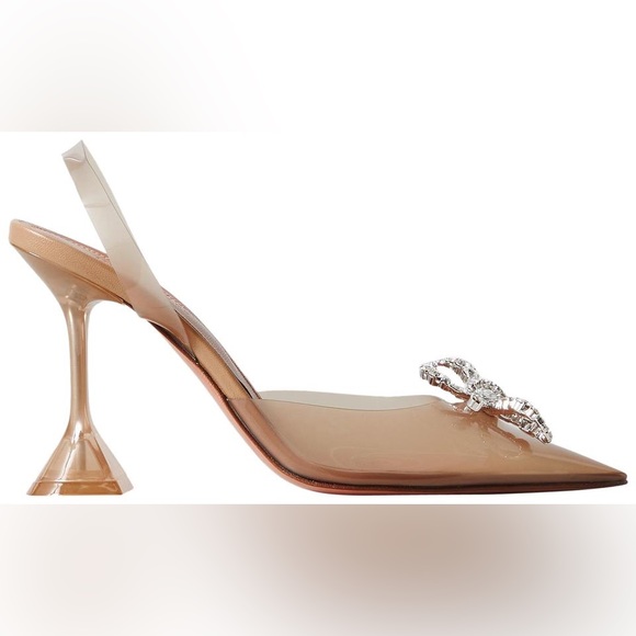 SIZE 11 AMINA MUADDI NEUTRAL CRYSTAL HEELS - Picture 2 of 7